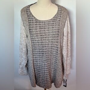 NEW w/TAGS Style & Co. Women's Marled Scoop Neck Beige Black Sweater Size 1X